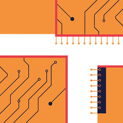 Abstract Closeup Microchip Circuit Vector Background