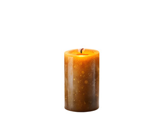 Burning candle with a warm glow isolated on transparent background