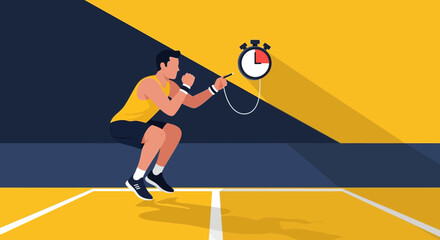 Personal Trainer Monitoring Time While Exercising For Intense Workout