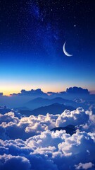 Majestic night sky above clouds