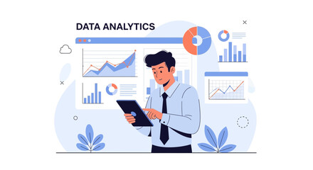 Obraz premium Professional Analyzing Financial Data On Tablet For Business Strategy Insight