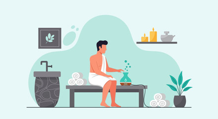 Serene Spa Relaxation Man Enjoying Aromatherapy Treatment In A Peaceful Ambience