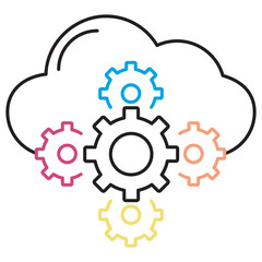 Cloud Operations Icon, Optimizing Performance with Scalable Cloud Operations, Streamlined Infrastructure Through Smart Cloud Management, vector