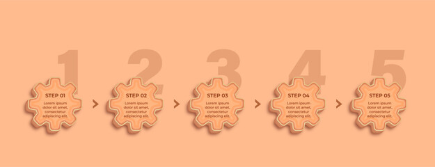 Peach Fuzz Colored Infographic Bullet Points with 3D Effect and Step Banners