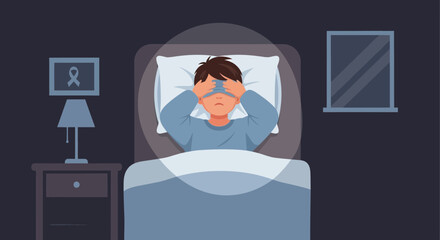 Sleeplessness In Dark Night Caused By Stress Or Depression And Insomnia Disorder