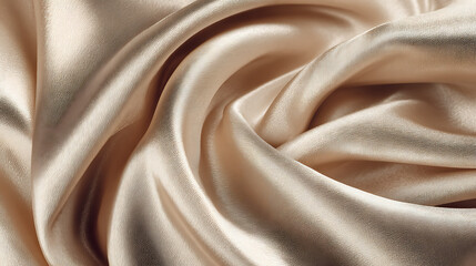 Obraz premium Luxurious champagne silk fabric with soft folds and gentle sheen texture beige