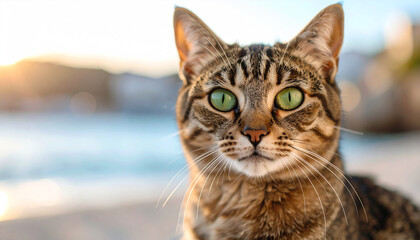 Obraz premium Domestic Cat Staring Directly at Camera