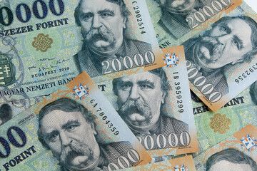 Hungarian forint banknotes with portrait of Ferenc Deak
