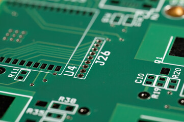 Close-up of printed circuit board with labeled components
