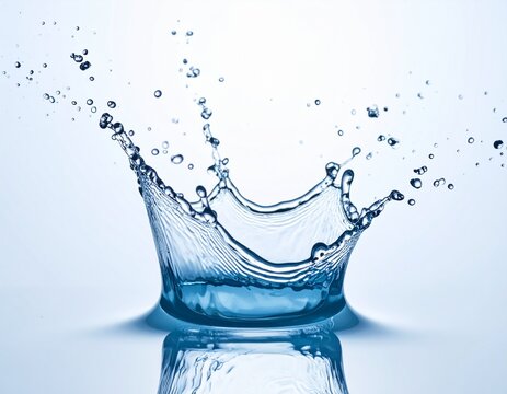Close-up de una salpicadura de agua capturada en el instante exacto de su formaci&oacute;n, mostrando gotas dispersas y efecto de movimiento
