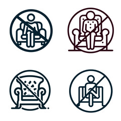 No sitting symbols indicating prohibited seating in various styles  