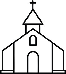 church icon outline vector illustration on transparent background