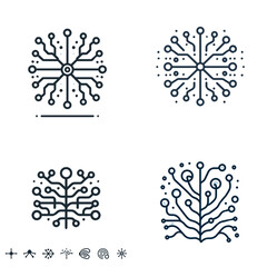 Abstract synapse connection illustration with circular patterns and lines  