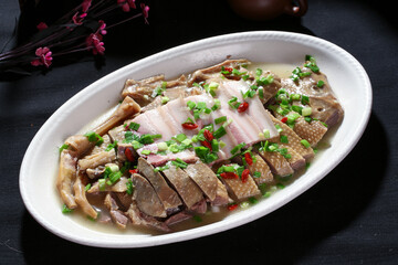 Chinese cuisine, Cantonese cuisine, sliced fragrant steamed salted goose