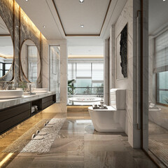 3d render of luxury bathroom interior
