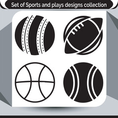 Obraz premium Collection of Sports Ball Icons Featuring a Cricket Ball American Football Basketball and Tennis Ball for Various Sporting Designs