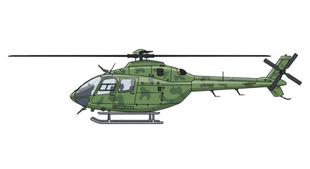 Obraz premium Military Helicopter Illustration Detailed Side View Drawing