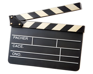 Obraz premium Black film clapboard isolated on transparent background