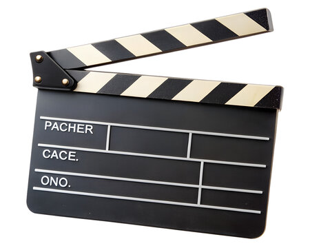 Black film clapboard isolated on transparent background
