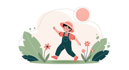 Joyful Kid's Day Out Playing in Nature with Fun and Happiness