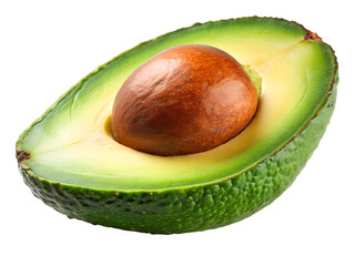 Fresh avocado half with seed isolated on transparent background
