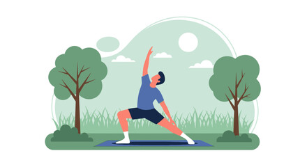 Morning Harmony Yoga Outdoor In Tranquil Park With Nature Lightness