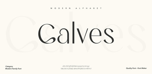Calves  Modern minimal logo alphabet. Typography sport, technology, fashion, digital, future creative logo font. vector illustration