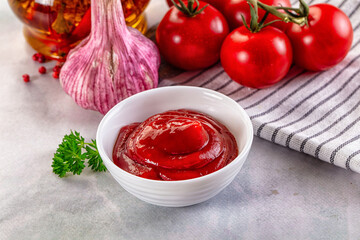 Red spicy tasty tomato ketchup
