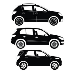 Minimalist Car Silhouettes – Black and White Automotive Vector Icons & Technical Drawings
