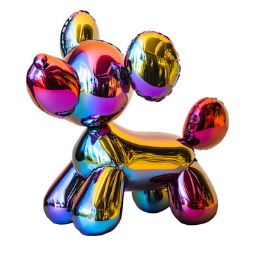 balloon dog icon with reflective metallic colors and chrome detailing