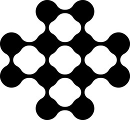 Square-shaped geometric composition formed by interconnected circular nodes.