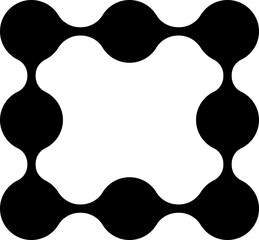Hollow square structure formed by circular dots.