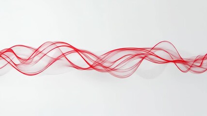 Abstract flowing red curves on a white background, elegant design