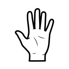 Fototapeta premium A simple line drawing of an open hand with five fingers, isolated on white background