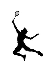 Silhouette of a Badminton Player in Action