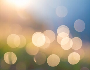 Abstract Bokeh Background with Warm Yellow and Blue Tone Blurred Sunlight