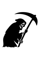 Silhouette of the Grim Reaper Holding a Scythe