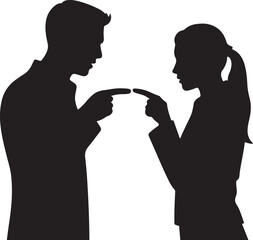 Debate or Dispute Concept  Stylized Silhouettes in Heated Dialogue