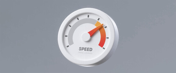 3D illustration of low poly speedometer model for transport. Vector graphics. EPS.