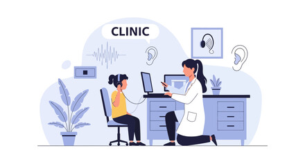 Hearing Examination For Young Patients At Audiology Clinic For Medical Care