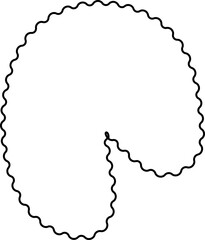 Organic abstract shape with smooth wavy borders forming an arc-like blob with a soft flow, hollow inside.