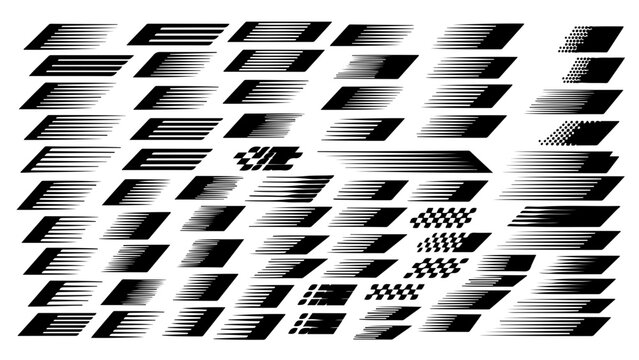 Mega pack of futuristic abstract motion elements. A large collection of modern technology graphics with digital glitch, speed lines, and fade effects.

