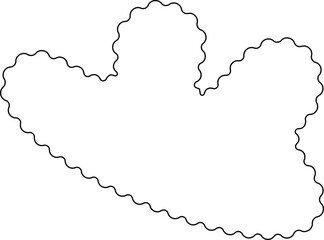 Freeform fluid figure with a wavy and undulating contour, featuring a hollow interior and smooth curved edges.