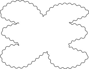 Fluid shape with an irregular wavy contour and hollow center, formed by smooth curved edges.