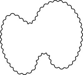 Minimalist art shape with undulating borders and a hollow interior, designed with smooth flowing lines.