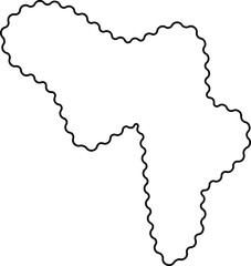 Unstructured abstract blob with a flowing wavy border and a hollow, outlined interior.