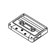 Black and white cassette tape outlines, a vintage design evoking nostalgia, ideal for music-themed layouts and retro artistic projects.