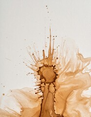 Fototapeta premium Abstract Brown Watercolor Splash on White Paper with a Delicate Texture