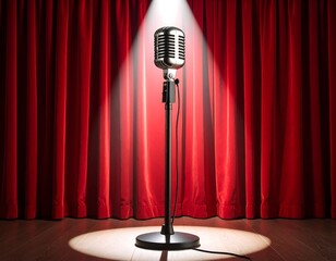 Retro microphone on stage