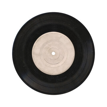 a 7 inch format vinyl record mockup isolated on transparent background with empty space for music cover design